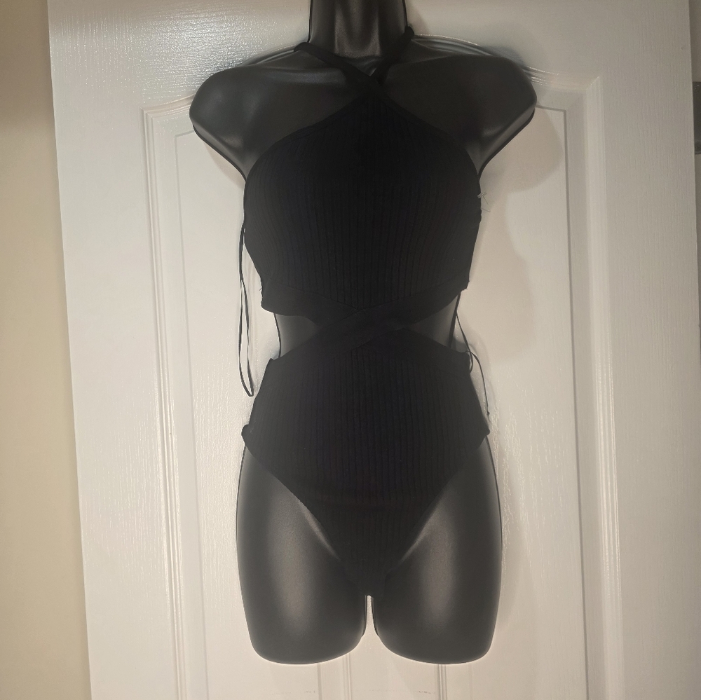 Zara Black Bodysuit Sleek Top